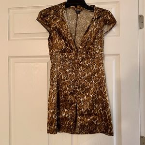 Guess Cheetah Satin Hook Eye Front Top